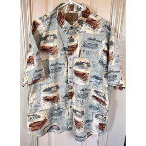 NWT North River Outfitters Mens 2XL Vintage Boats Ocean Short Sleeve Full Button